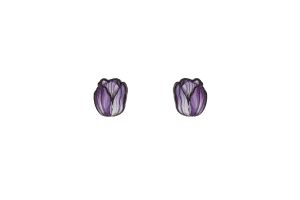 Dřevěné náušnice Tulipán