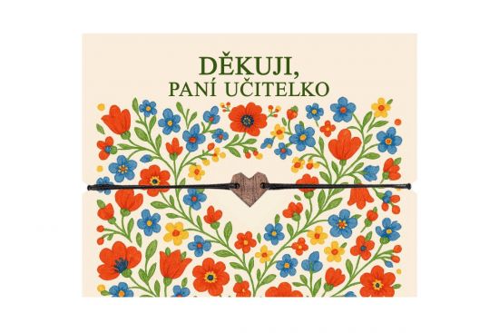 Provázkový náramek "Děkuji paní učitelko" - Srdce 