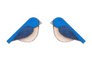 Dřevěné náušnice Blue Bird Earrings