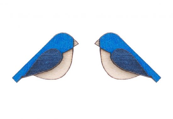 Dřevěné náušnice Blue Bird Earrings