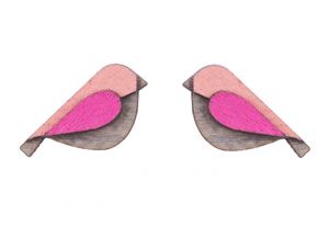 Dřevěné náušnice Pink Bird Earrings