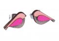 Dřevěné náušnice Pink Bird Earrings