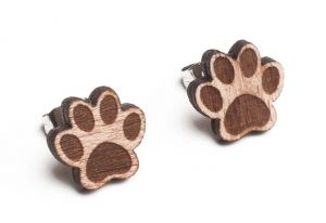 Dřevěné náušnice Paw Earrings