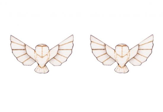 Dřevěné náušnice Snowy Owl Earrings