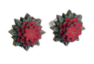 Dřevěné náušnice Red Flower Earrings