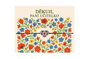 Provázkový náramek "Děkuji paní učitelko" - Folk srdce