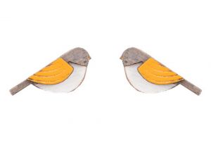 Dřevěné náušnice Orange Cutebird Earrings