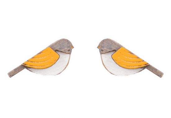 Dřevěné náušnice Orange Cutebird Earrings