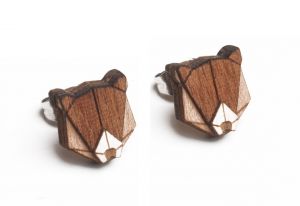 Dřevěné náušnice Bear Earrings
