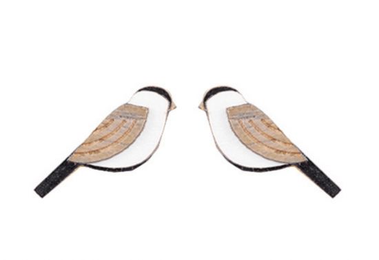 Dřevěné náušnice Natural Cutebird Earrings
