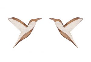 Dřevěné náušnice Natural Hummingbird Earrings