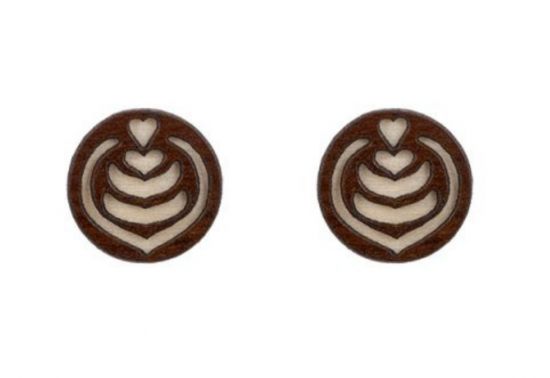 Dřevěné náušnice Latté Art Earrings