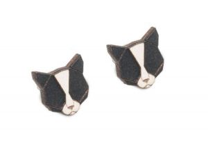 Dřevěné náušnice Black Cat Earrings