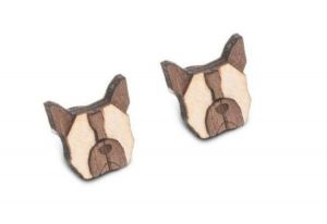 Dřevěné náušnice French Bulldog Earrings