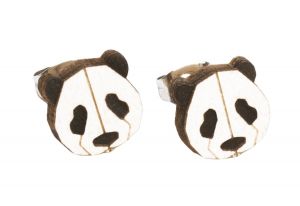 Dřevěné náušnice Panda Earrings