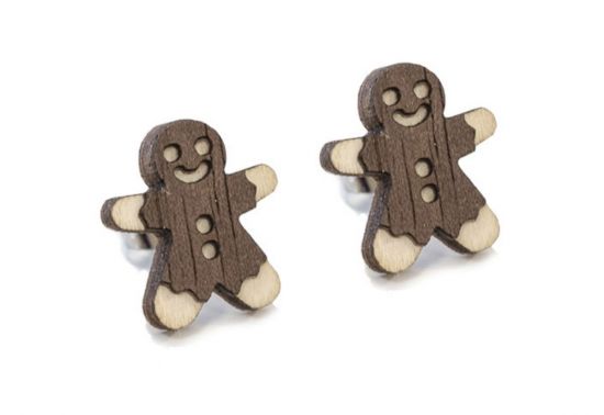 Dřevěné náušnice Gingerbread Earrings