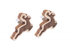 Dřevěné náušnice Deer Christmas Earrings