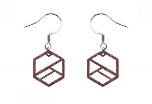 Dřevěné náušnice Hexaline Earrings