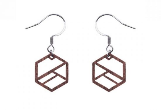 Dřevěné náušnice Hexaline Earrings
