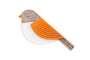 Dřevěná brož Orange Cutebird Brooch
