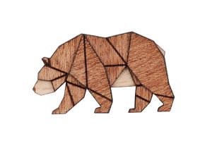 Dřevěná brož Walking Bear Brooch