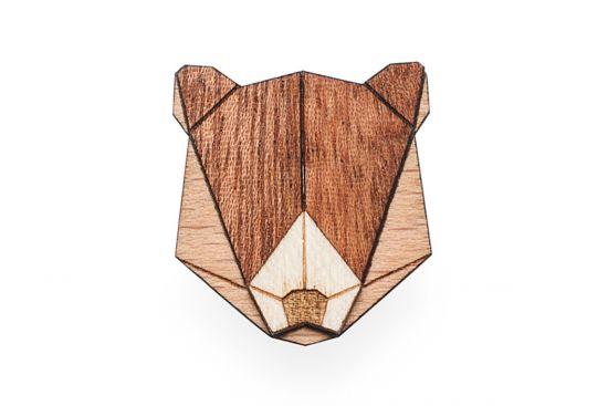 Dřevěná brož Bear Brooch