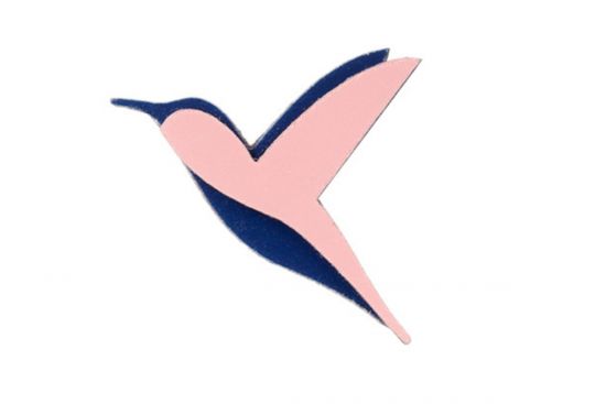 Dřevěná brož Pink Hummingbird Brooch