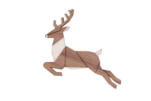 Dřevěná brož Jumping Deer Brooch