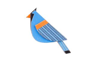 Dřevěná brož Blue Cutebird Brooch