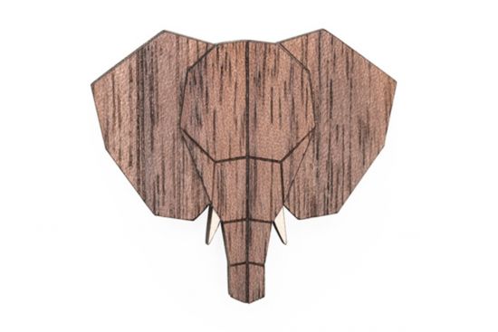 Dřevěná brož Elephant Brooch