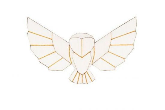Dřevěná brož Snowy Owl Brooch