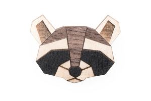 Dřevěná brož Raccoon Brooch