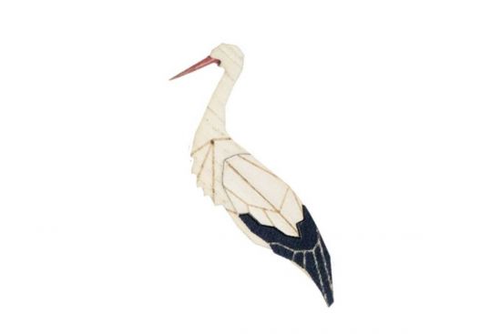 Dřevěná brož Stork Brooch