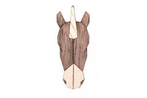 Dřevěná brož Unicorn Brooch