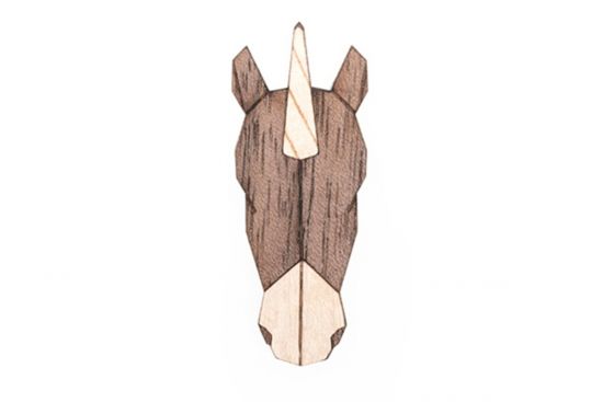 Dřevěná brož Unicorn Brooch
