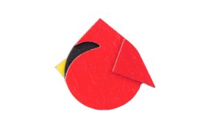 Dřevěná brož Red Cutebird Brooch