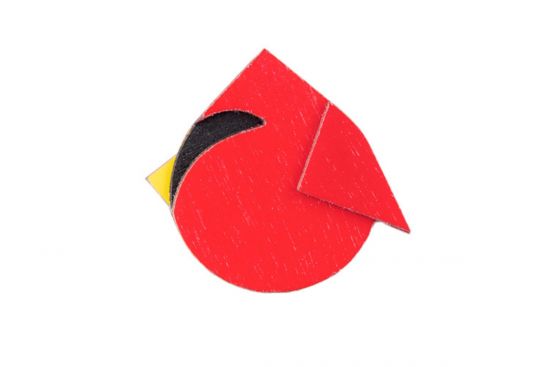 Dřevěná brož Red Cutebird Brooch