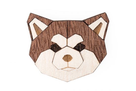 Dřevěná brož Akita Inu Brooch