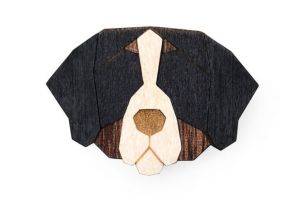Dřevěná brož Bernese Mountain Dog Brooch