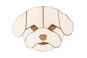 Dřevěná brož Bichon Frise Brooch