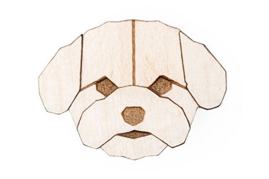 Dřevěná brož Bichon Frise Brooch