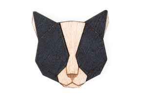 Dřevěná brož Black Cat Brooch