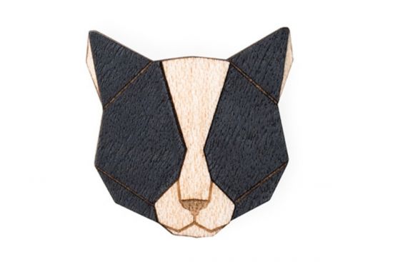 Dřevěná brož Black Cat Brooch