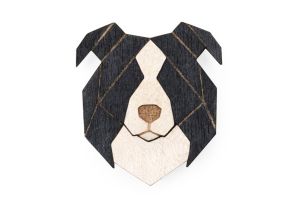 Dřevěná brož Border Collie Brooch