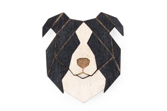 Dřevěná brož Border Collie Brooch