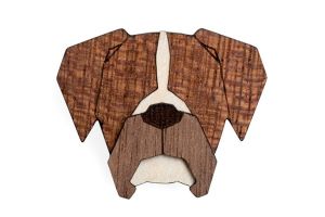 Dřevěná brož Boxer Brooch