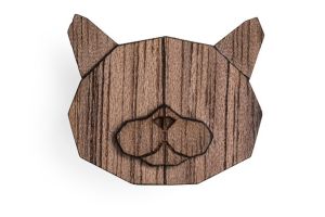 Dřevěná brož British Cat Brooch