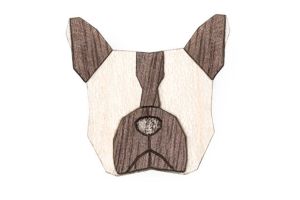 Dřevěná brož French Bulldog Brooch