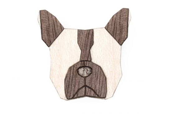 Dřevěná brož French Bulldog Brooch