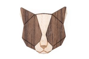 Dřevěná brož Grey Cat Brooch